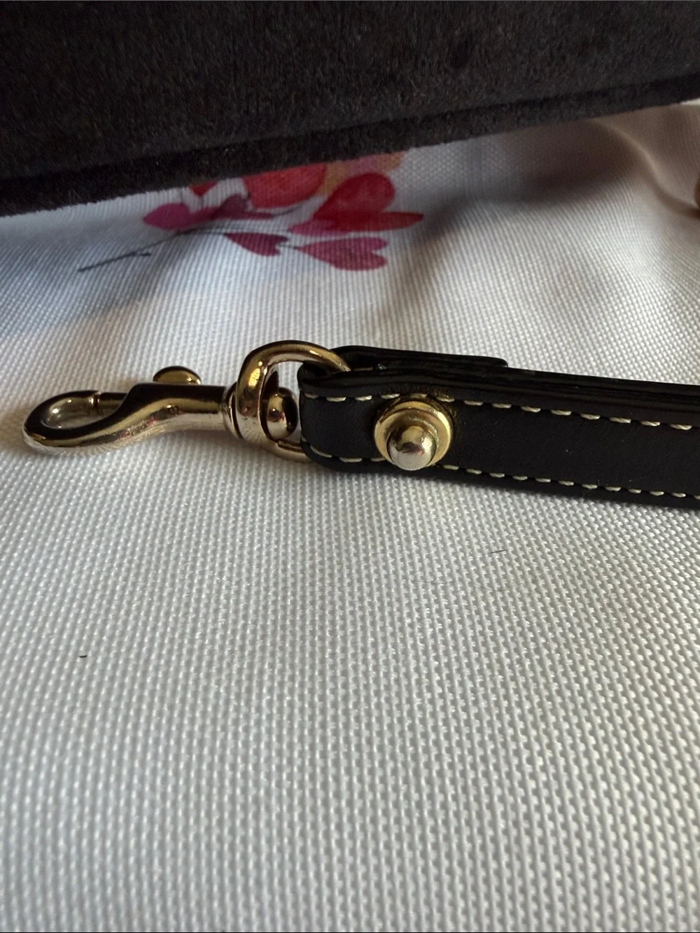 Dooney & Bourke Black Leather Wristlet Strap with Gold Hardware